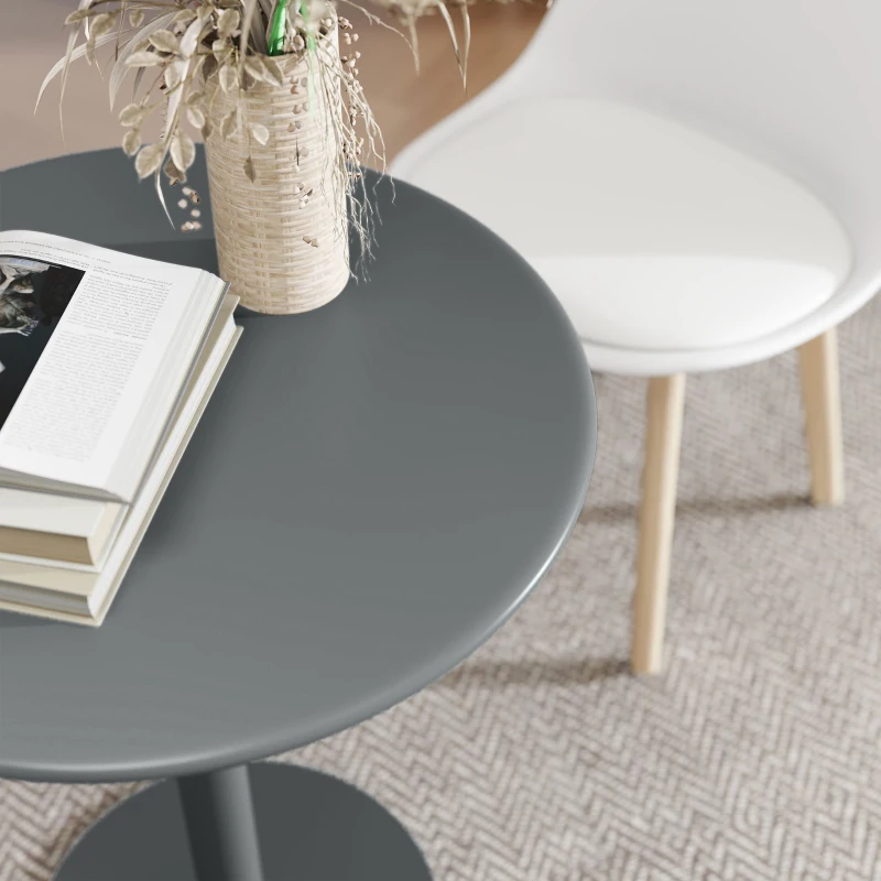 HOMCOM Table ronde pour 2 personnes, acier, pour intérieur et extérieur, gris