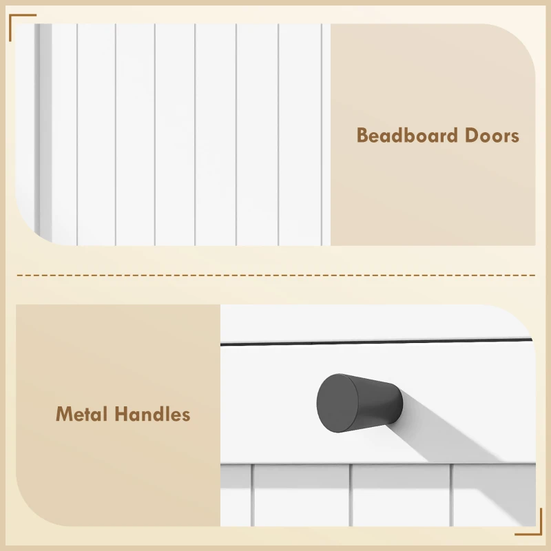 HOMCOM Dulap pentru pantofi 20 perechi, dulap îngust cu 4 sertare rabatabile, 2 compartimente, alb