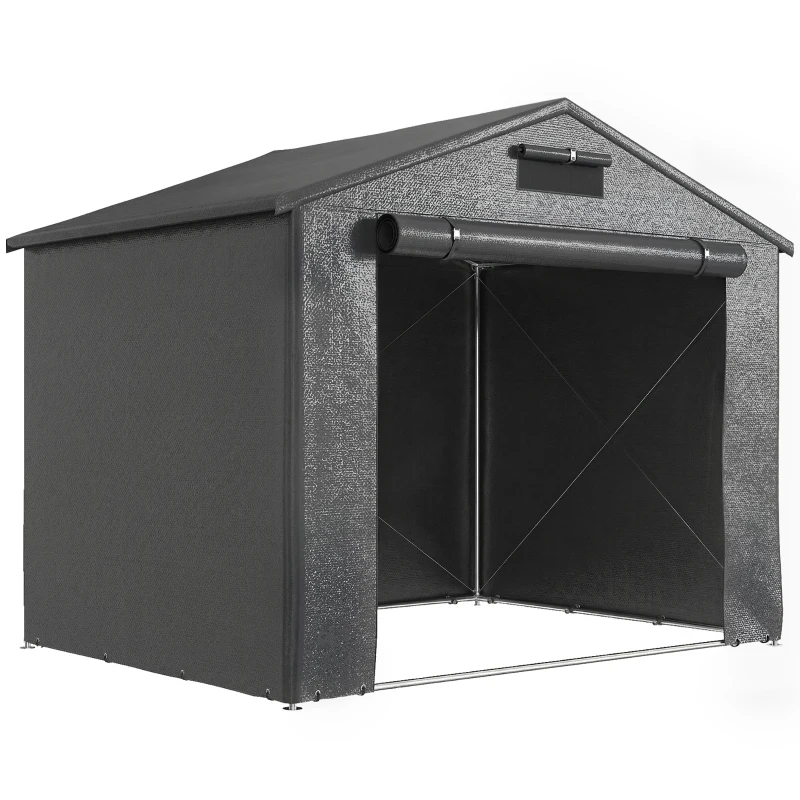 Outsunny Tente-garage 2,5 x 1,8 m Étanche Tente de garage avec porte zippée enroulable Fenêtre d'aération Gris foncé