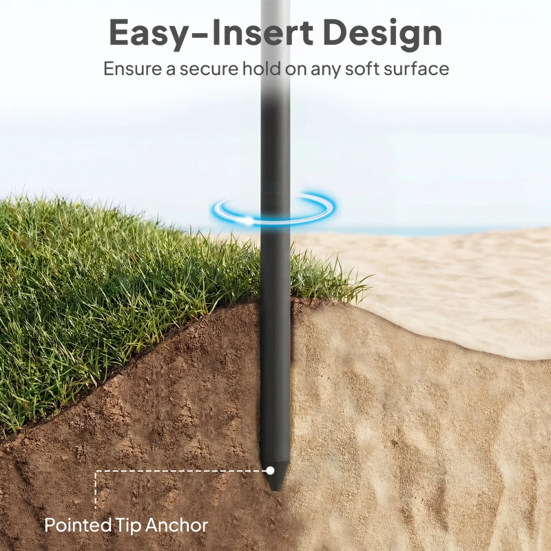 Outsunny Sonnenschirm Strand Ø150 cm wasserabweisend faltbar Strandschirm mit Sandanker verstellbarer Neigung Tragetasche Beige