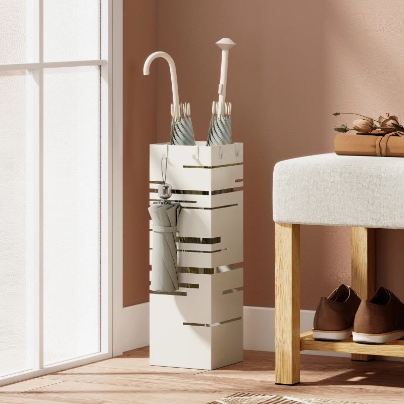 HOMCOM Schirmständer freistehend quadratisch aus Metall, Beige