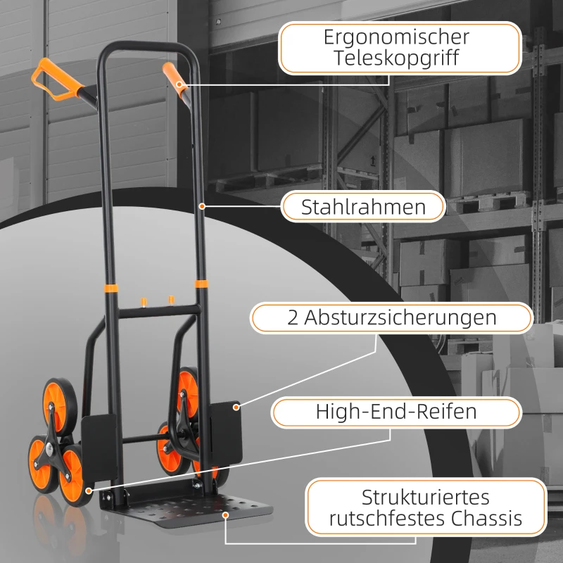 DURHAND Treppensteiger Sackkarre klappbar Transportkarre mit Stahlrahmen max. 120kg