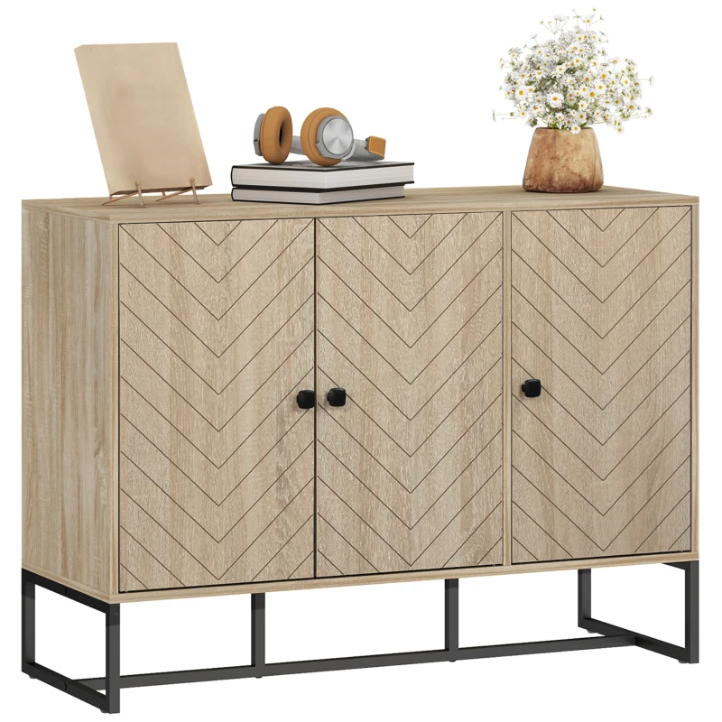 HOMCOM Buffet soggiorno con 2 ante e ripiani regolabili, 108x40x80 cm, Rovere