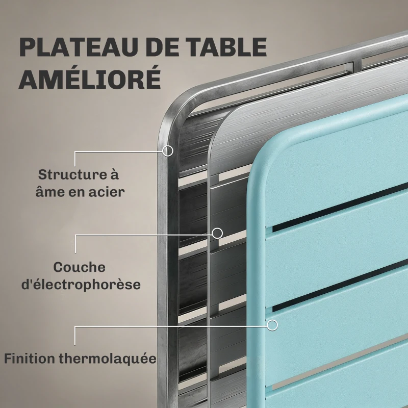 Outsunny Ensemble de Salle à Manger d'Extérieur 5 Pièces, Ensemble de Jardin pour 4 Personnes avec Plateau à Lattes et Chaises Pliantes, Vert Clair