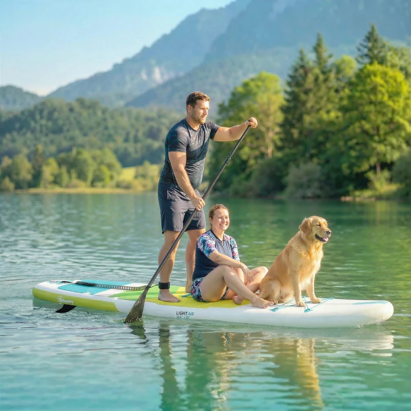 Outsunny Aufblasbares Paddleboard 320 cm, mit rutschfester Oberfläche, verstellbarem Aluminiumpaddel, Finne, Pumpe und Rucksack