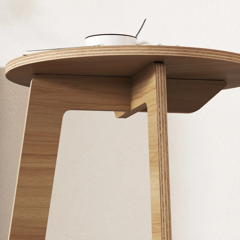 HOMCOM C‑förmiger Beistelltisch Runder Beistelltisch Schneller Aufbau für kleine Räume Wohnzimmer Schlafzimmer Natur