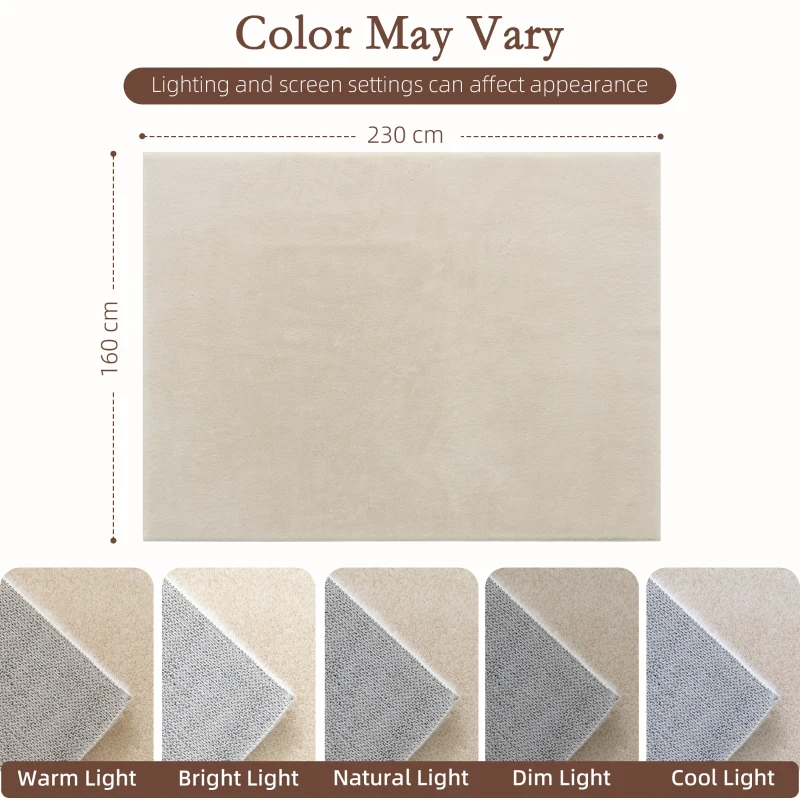 HOMCOM Tappeto 160x230 cm lavabile a pelo lungo per soggiorno, Crema