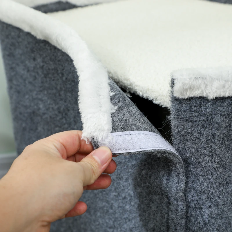 PawHut Arbre à griffer pour chats, surface de couchage supérieure, maison 2 étages, poteaux en sisal, Gris