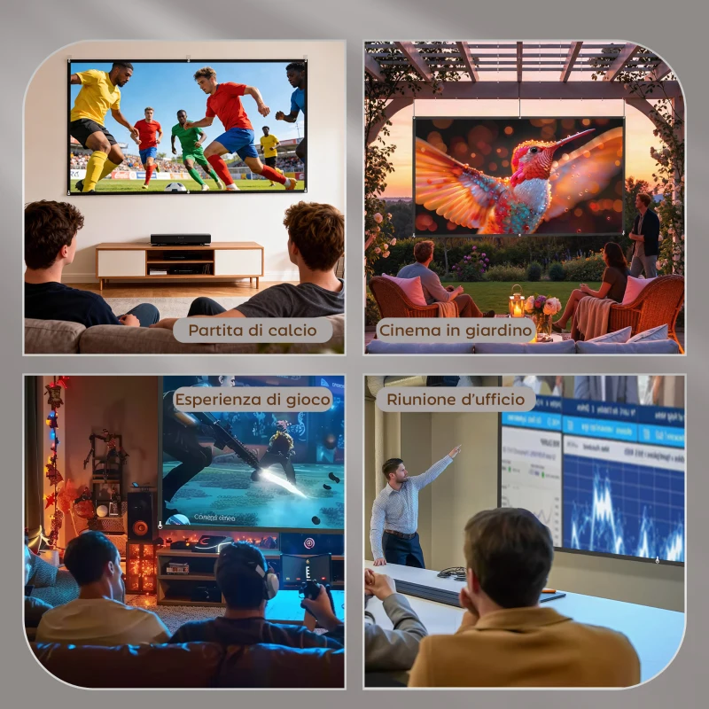 HOMCOM Projektionsleinwand 254 cm 16:9 HD 4K/8K Faltbar und Tragbar, knitterfrei und waschbar, doppelseitig, Weiß