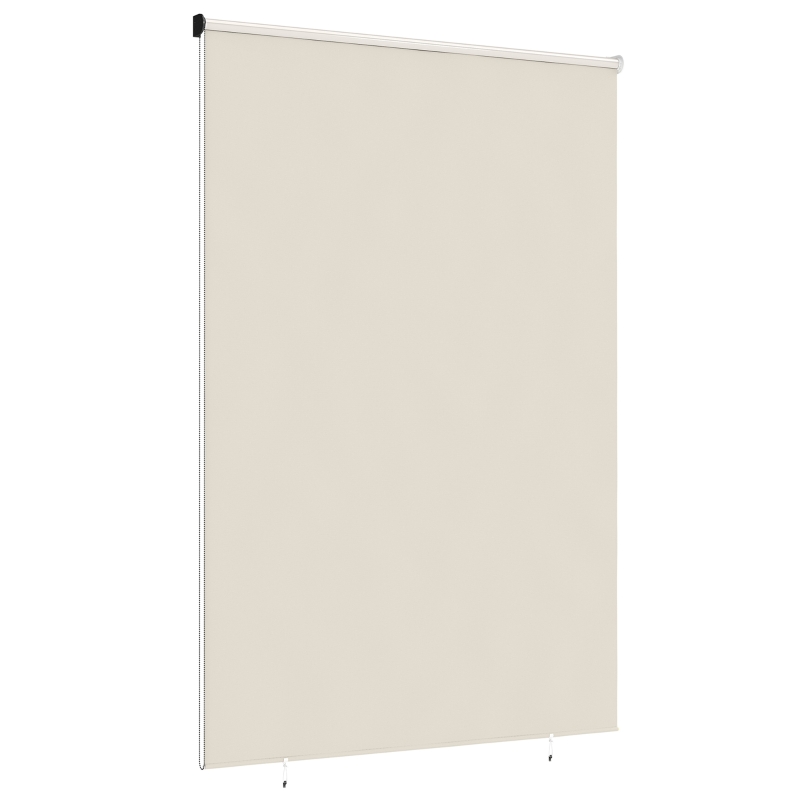 Outsunny Außenrollo 2,4 x 1,6 m Verdunkelungsrollo vertikal Sichtschutz, aufrollbar, wasserdicht, UPF30+, Creme