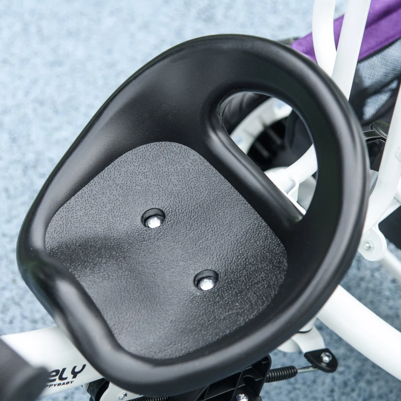 HOMCOM Triciclo per bambini 6 in 1 con maniglione e capottina, 1-5 anni, Viola