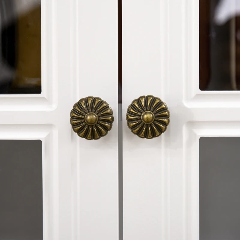 HOMCOM Armadio cucina con 2 cassetti e 2 scomparti, 76x38x182 cm, Bianco e Marrone