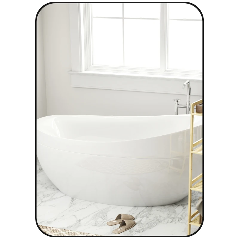 HOMCOM Miroir mural film anti-éclats cadre métallique salle de bain 50 x 70 cm Noir