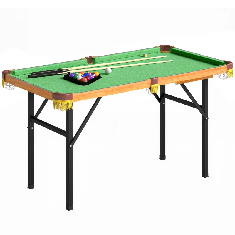 SPORTNOW Table de billard pliable, mini table de billard, 2 queues, 16 boules, triangle, brosse, vert