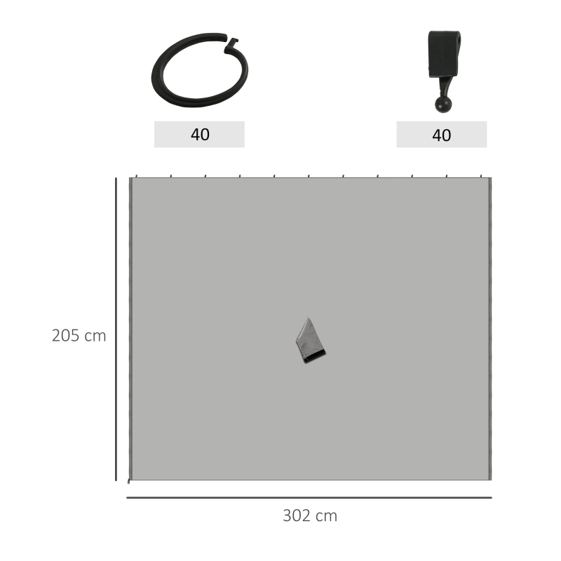 Outsunny Set 4 tende di ricambio per gazebo 3x3 m, 302x205 cm, Grigio chiaro