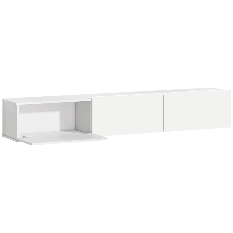 HOMCOM Meuble TV flottant, montage mural, 3 tiroirs, grand espace de rangement, 180 cm, Blanc