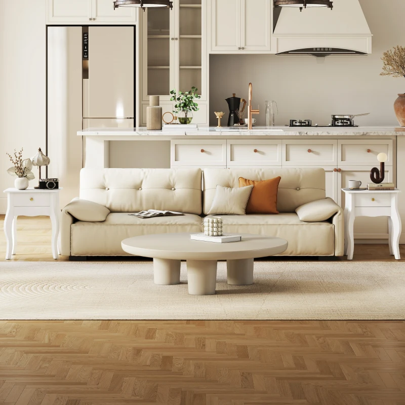 HOMCOM Set 2 tavolini da salotto con gambe ricurve, 45x35x55 cm, Bianco