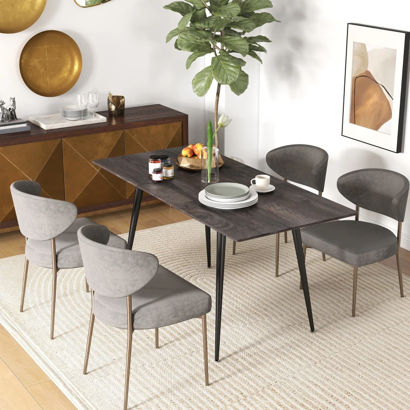 HOMCOM Table à manger extensible, table modulable pour 6-8 personnes, table de cuisine avec pieds solides en acier