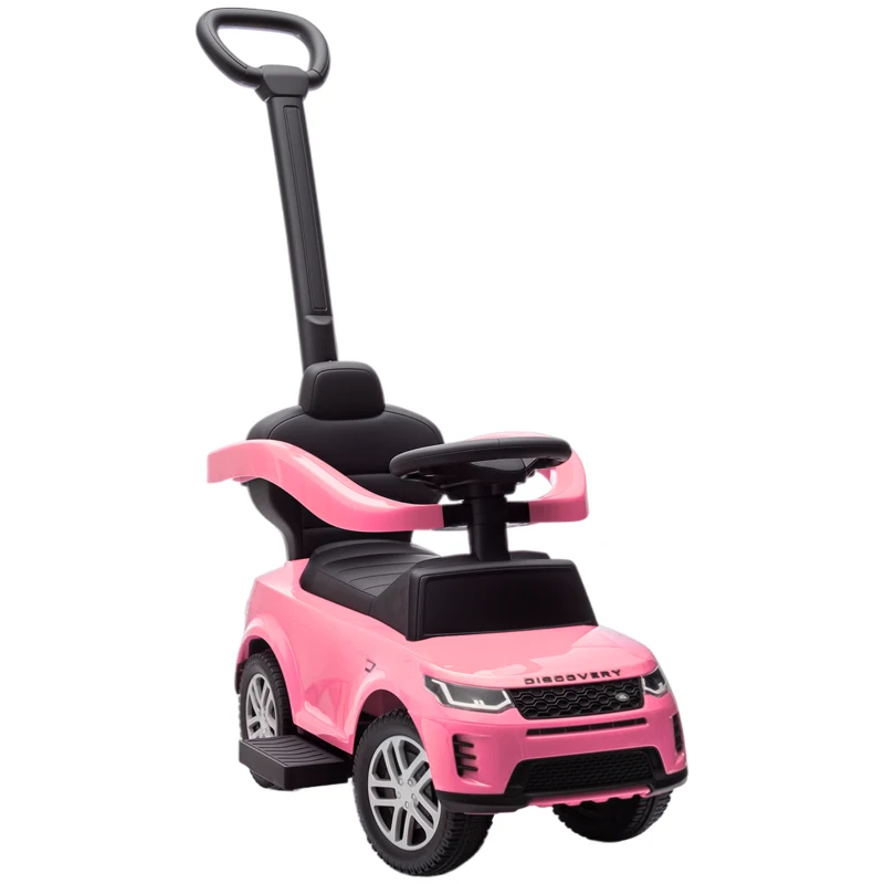 AIYAPLAY Trotteur 2 en 1 pour Enfants 18-36 Mois LAND ROVER DISCOVERY avec Rangement Poignée et Barrière Amovibles Rose