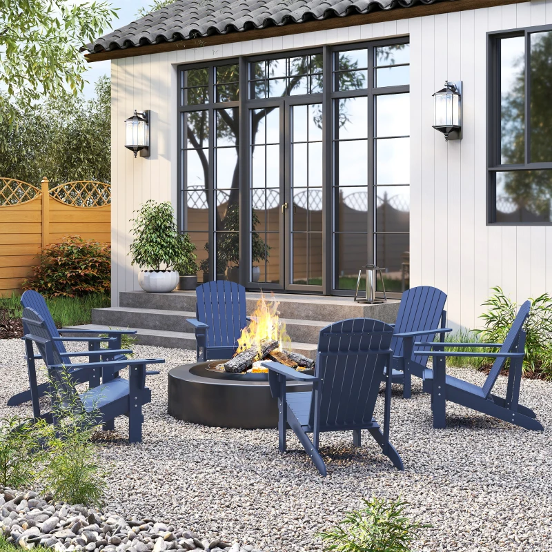 Outsunny Sedia Adirondack regolabile da giardino, 72x95x93 cm, Blu