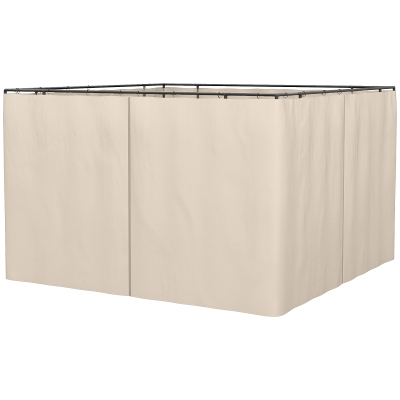 Outsunny Set 4 tende di ricambio per gazebo 3x3 m con zip, Beige