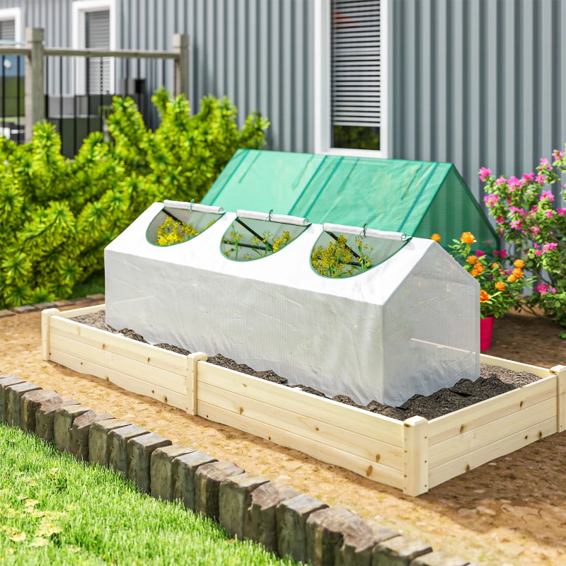 Outsunny Garten-Gewächshaus Mini-Gewächshaus 3 aufrollbare Fenster PE-Abdeckung hochdicht 140 g/m² 180 x 60 x 60 cm Weiß