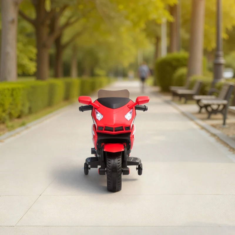 AIYAPLAY Moto électrique pour enfants, klaxon, phares, fonction musicale, 2,5 km/h, Rouge