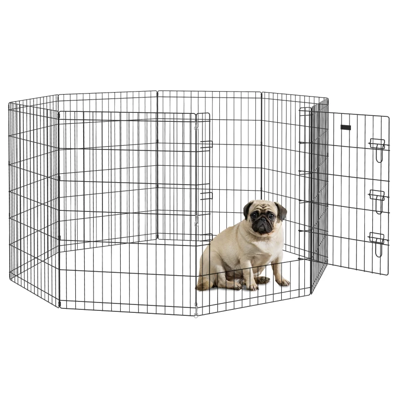 PawHut Parc modular pentru câini iepuri rozătoare gard pentru animale mici interior și exterior 61 x 91 cm negru