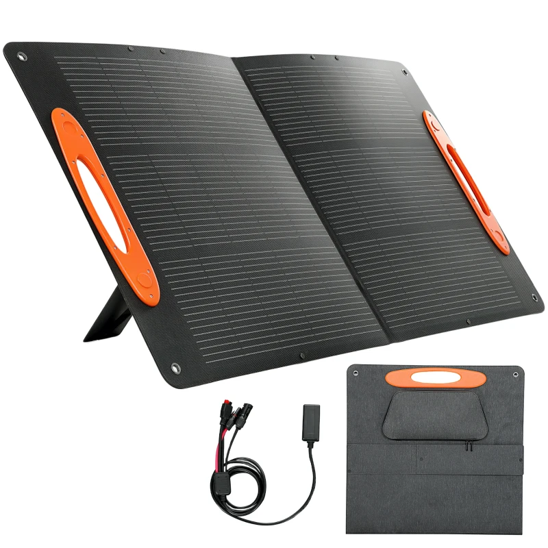 HOMCOM Solarladegerät 100W faltbar mit USB-A- und USB-C-Anschluss für Schnellladung, IP67, Schwarz