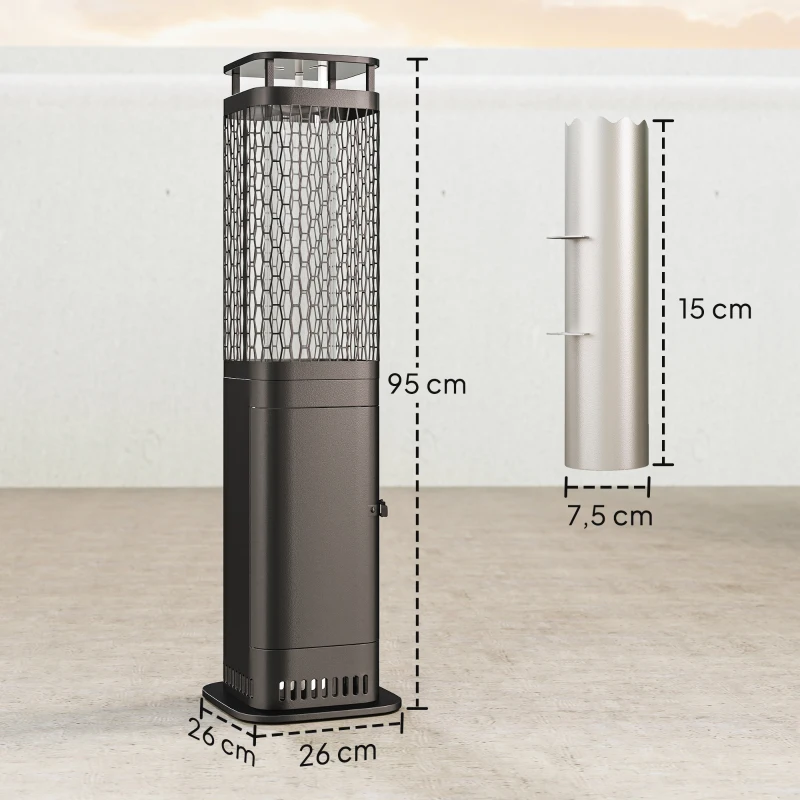 Outsunny Poêle à Pellets 6.86 KW sans Electricidad avec Tube en Verre Base Antidérapante et Grille Métallique sans Fumée Noir