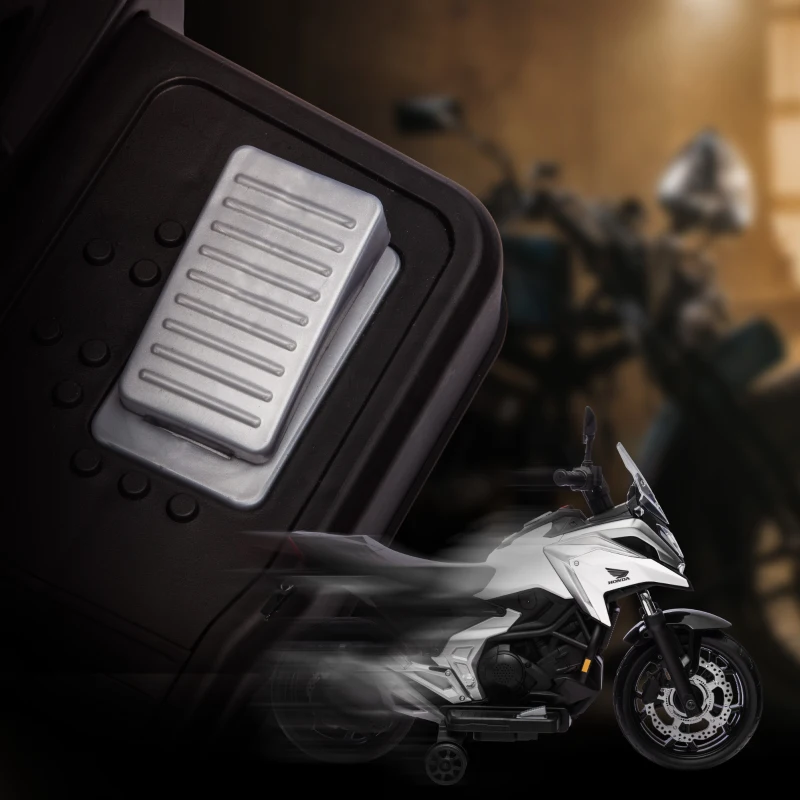 AIYAPLAY Moto elettrica bambini Honda con luci e musica, 3 km/h, Bianco