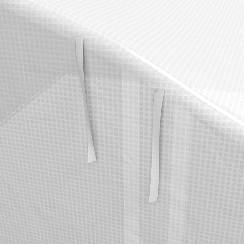 Outsunny Tunnelgewächshaus 12 m², Tunnel-Gewächshaus mit Tür und 8 Fenstern, PE-Plane 140 g/m² 400 x 200 x 200cm blanc