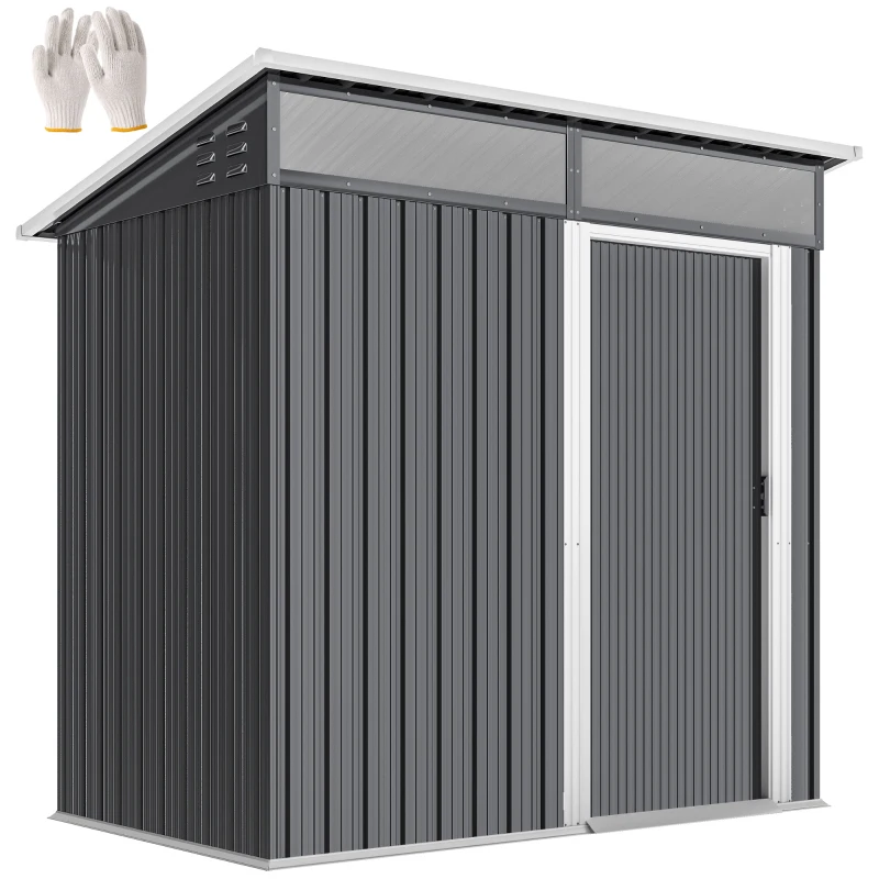 Outsunny Capanno attrezzi in acciaio con ventilazione e porta scorrevole, Grigio scuro