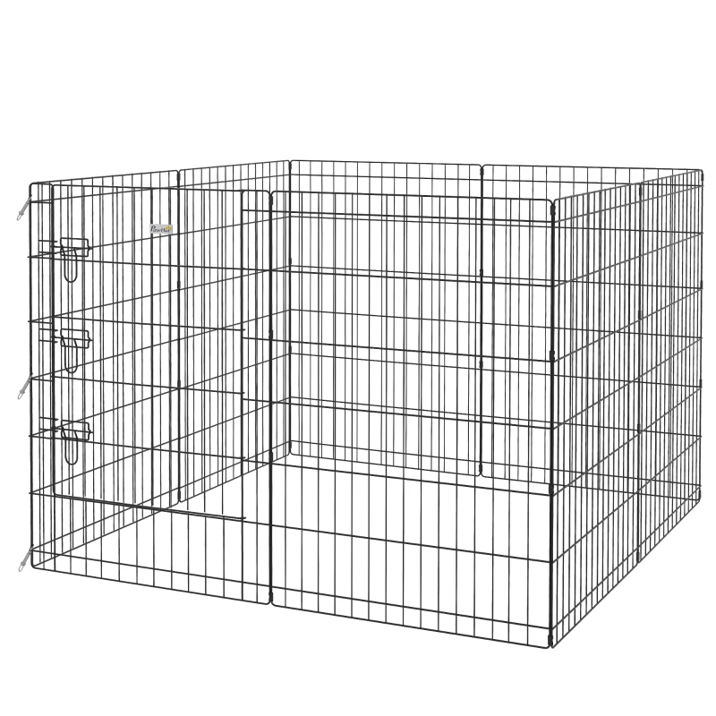 PawHut Parc modular pentru câini iepuri rozătoare gard pentru animale mici interior și exterior 61 x 91 cm negru