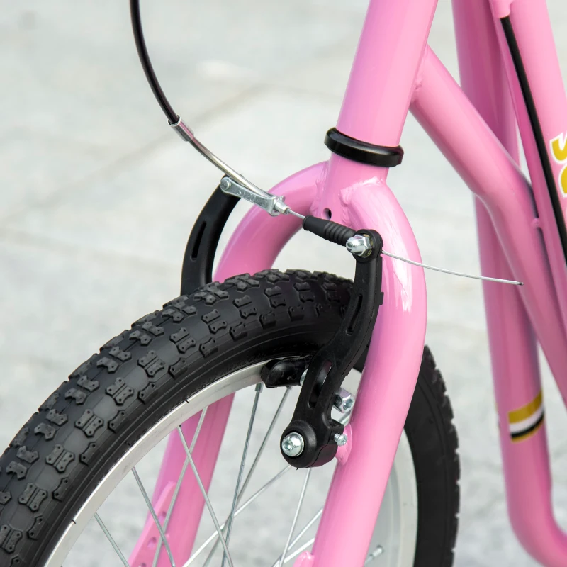 HOMCOM Monopattino bambini con ruote grandi e freno a mano, regolabile, Rosa