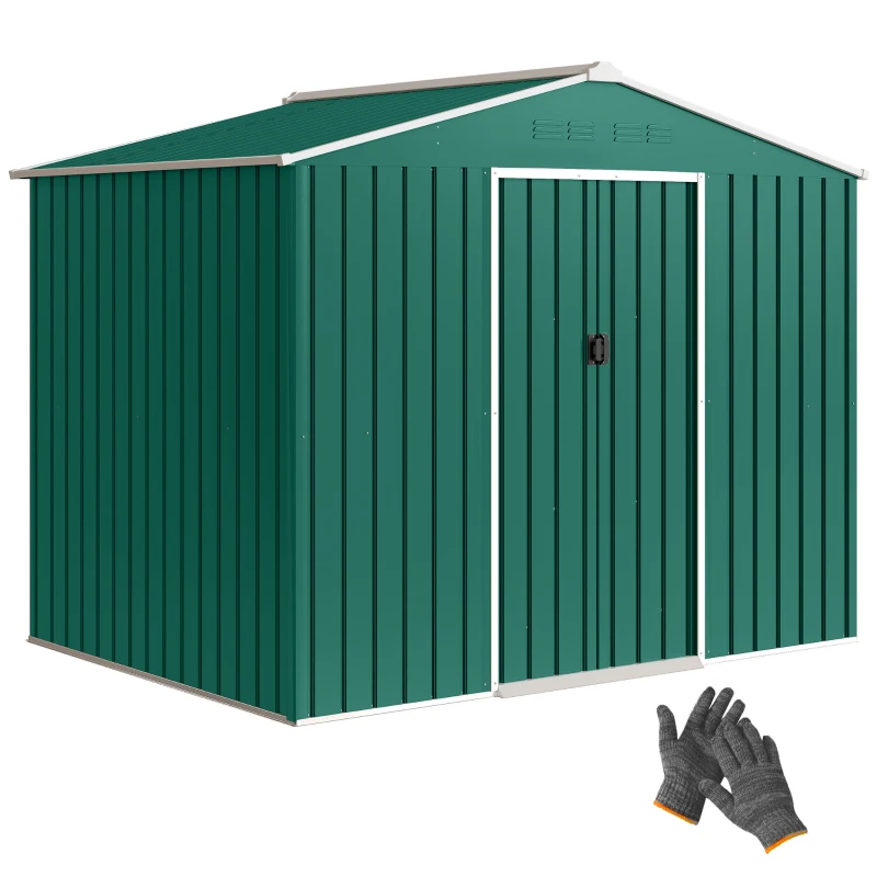 Outsunny Magazie de grădină exterioară 3,6 m² 236x171x191 cm cu uși culisante și fante de ventilație Verde