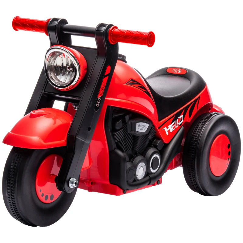 AIYAPLAY Auto cavalcabile a forma di moto con musica e bolle, Rosso