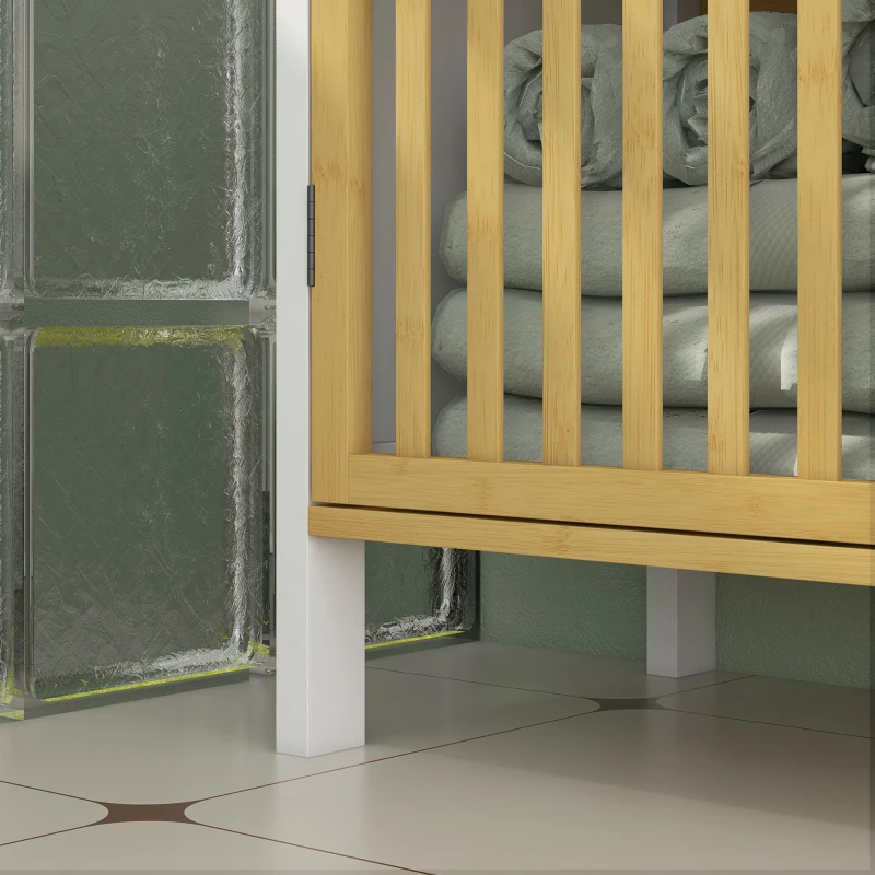 HOMCOM Dulap sub lavoar 2 uși cu raft reglabil dulap de depozitare pentru lavoar 60 x 30 x 70 cm MDF și bambus