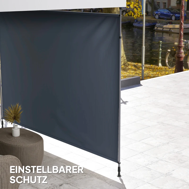 Outsunny Tenda a morsa senza forare 350 cm con manovella, Grigio scuro