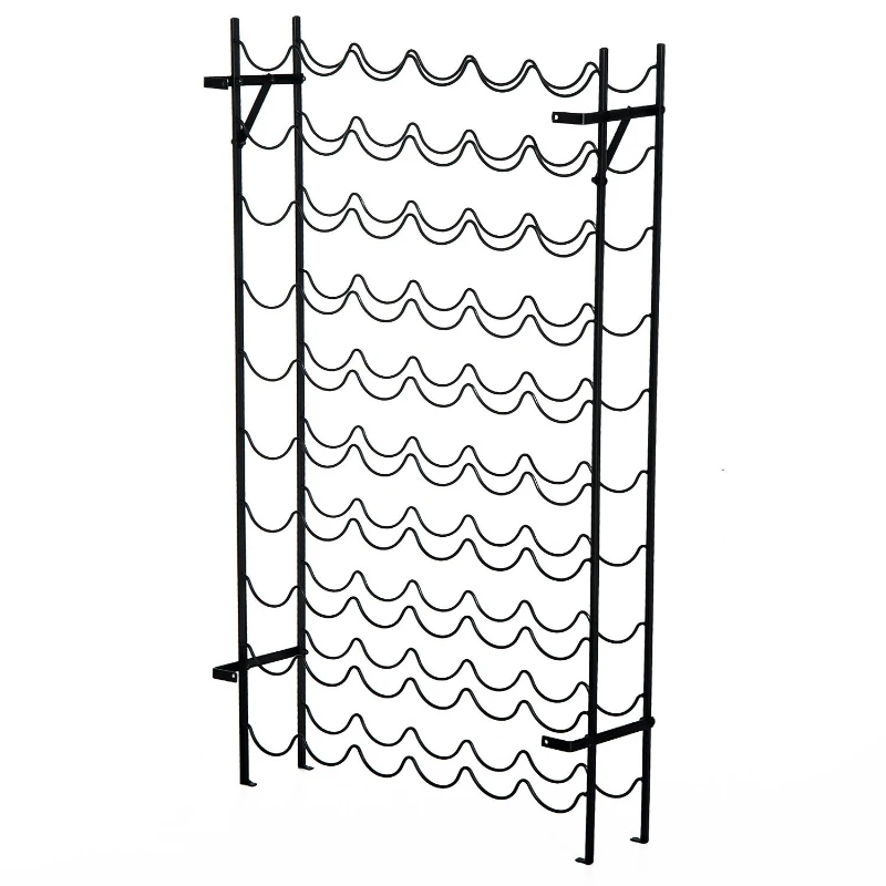 HOMCOM Portabottiglie per 60 bottiglie in metallo, 63x20,5x118 cm, Nero