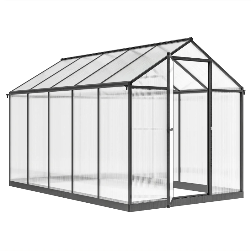 Outsunny Aluminium-Polycarbonat-Gewächshaus mit verstellbaren Dachfenstern 303x183x195 cm transparent
