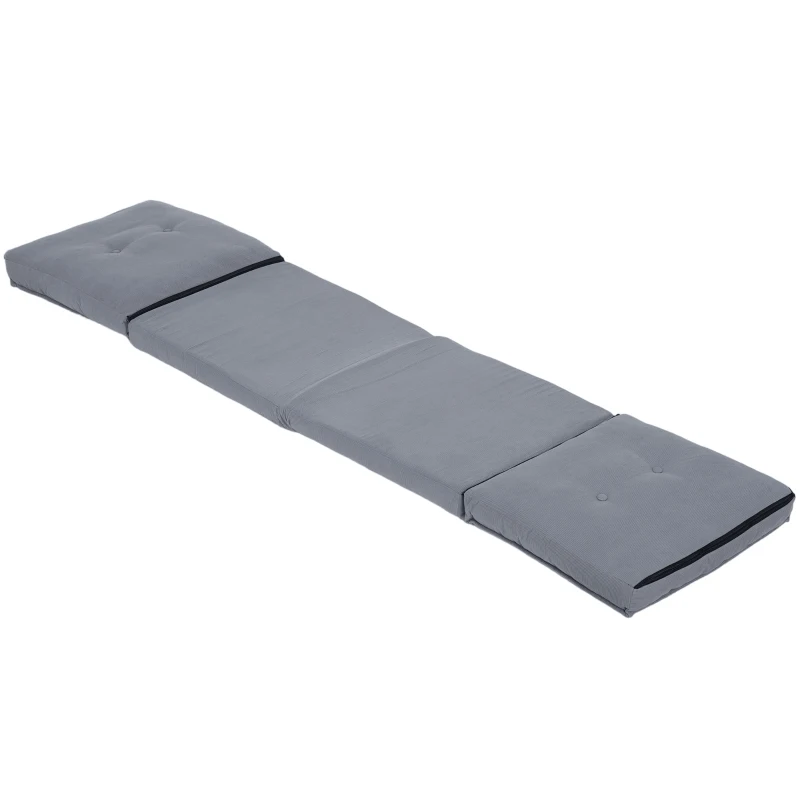 HOMCOM Fotoliu de podea pliabil din velur canaletat, saltea pentru podea cu spătar reglabil în 5 poziții, 59 x 230 x 15 cm, gri