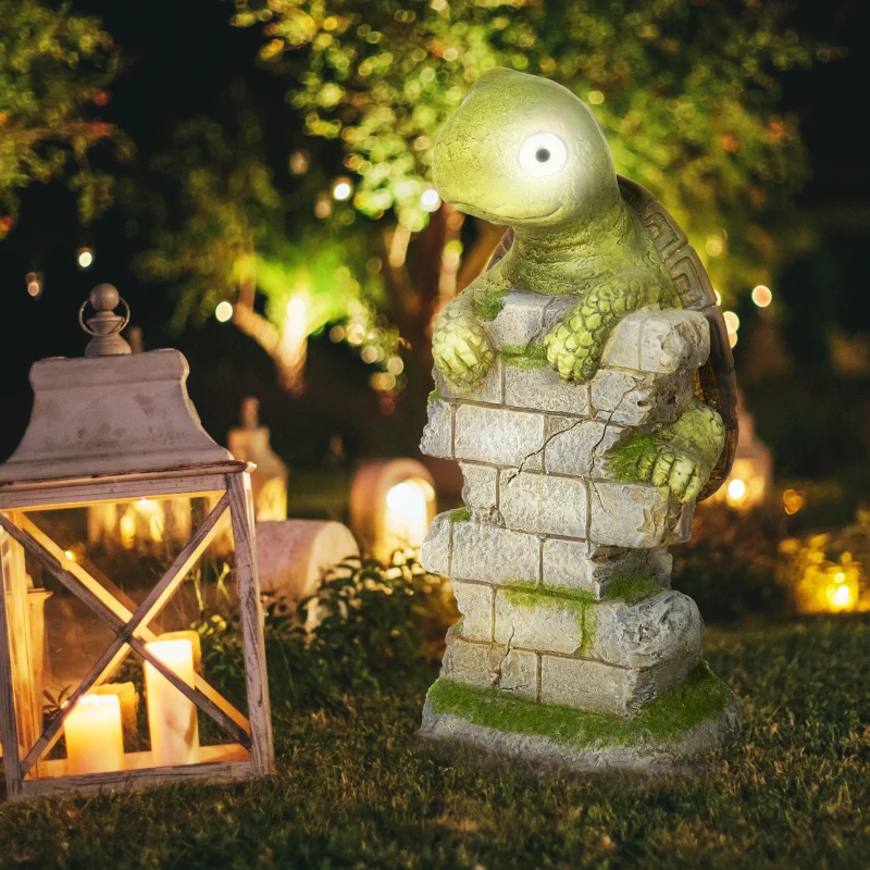 Outsunny Statua tartaruga da giardino con luce solare