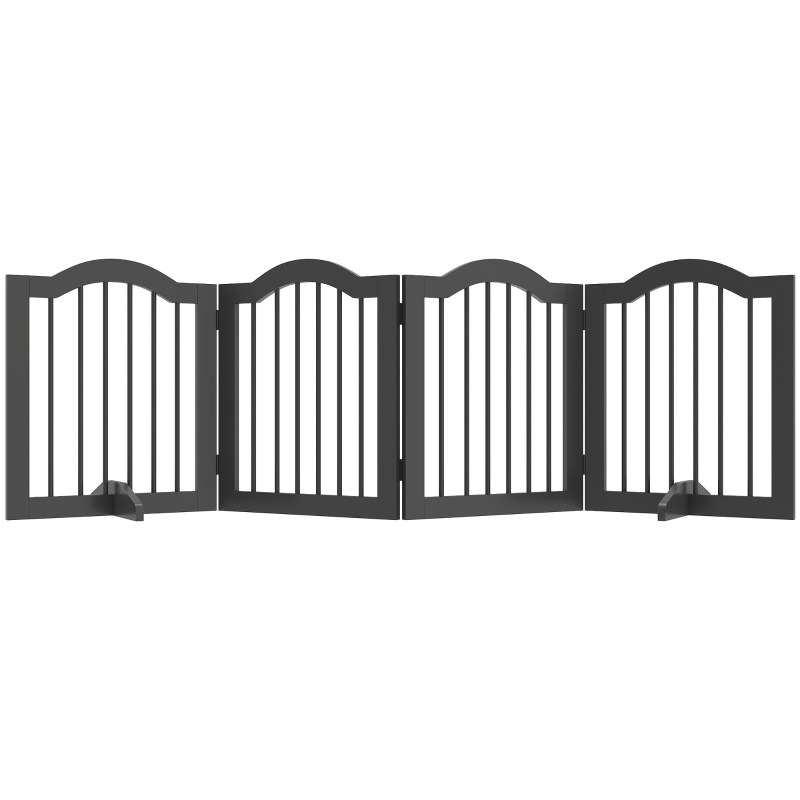 PawHut Barrière pour chiens Barrière de protection autoportante avec pieds, pliable, grille pour chiens, 4 panneaux, 208 x 29,5 x 61 cm, noir