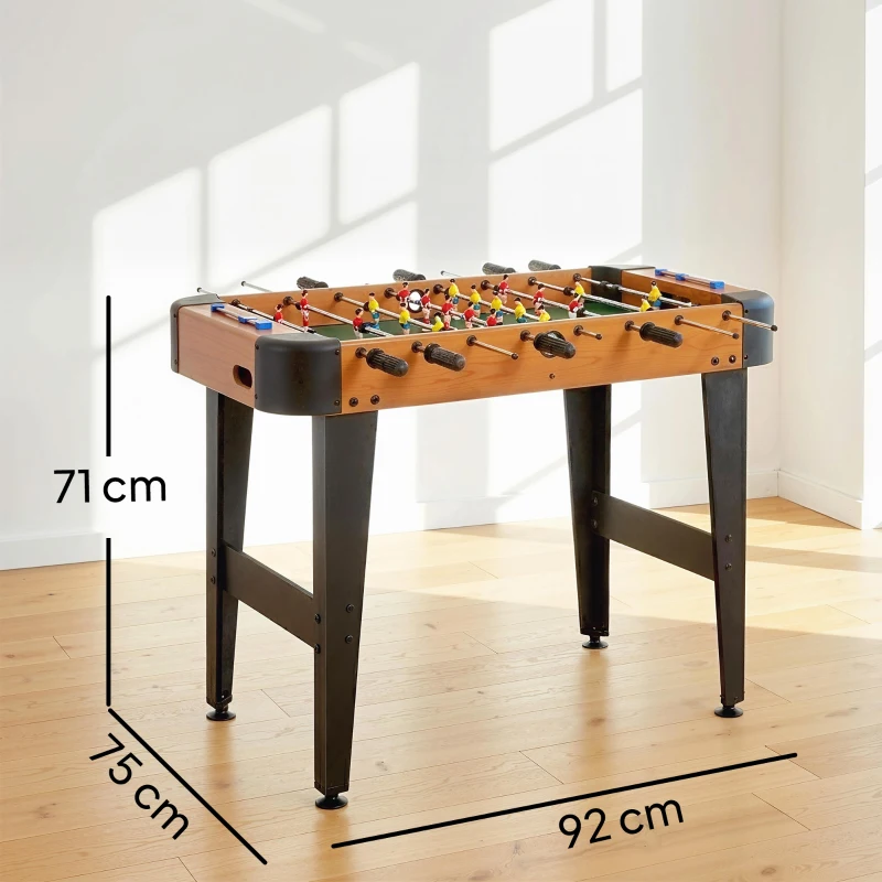 SPORTNOW Baby-foot 92 cm, 22 jucători, 2 mingi, contoare manuale, mânere antiderapante, maro