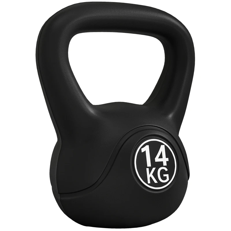 HOMCOM Kettlebell 14 kg, Hantel mit ergonomischem Griff, Kugelhantel, Krafttraining, Training, 27 x 21 x 31 cm schwarz