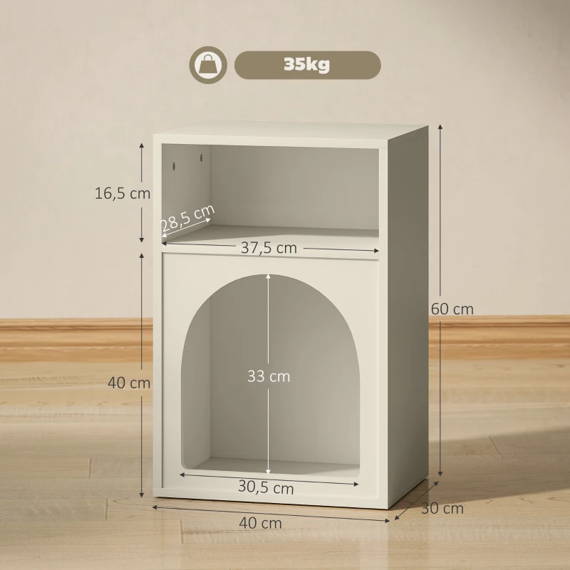 HOMCOM Nachttisch, Nachttisch mit offenen Fächern, bogenförmiges Design, 40 x 30 x 60 cm, Creme