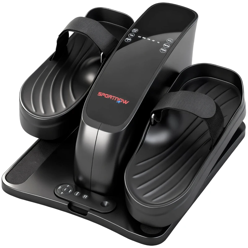 SPORTNOW Mini pédalier, 12 vitesses, écran LED, télécommande, antidérapant, portable, métal, plastique, noir