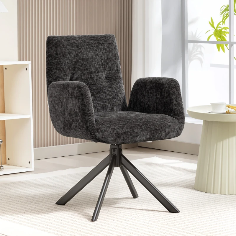 HOMCOM Fauteuil rembourré, fauteuil d'appoint, design moderne, pivotant, jusqu'à 120 kg, Noir