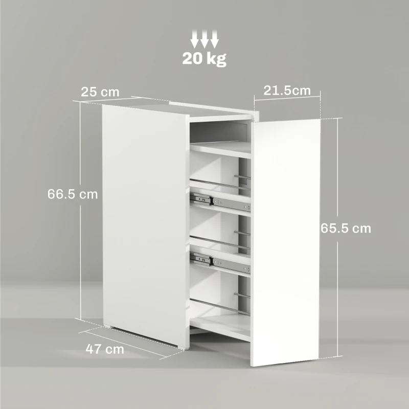 HOMCOM Armadietto bagno stretto, mobile da pavimento con cassetto profondo, armadietto indipendente per bagno, truciolare, bianco